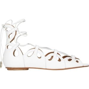 Aquazzura J'adore White Lace Up Sandals Size 36.5